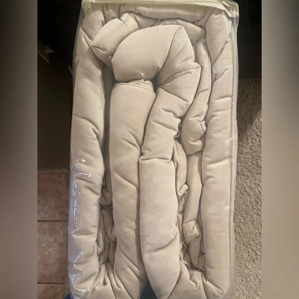 Full/Queen Cotton Velvet Comforter and Sham Set Khaki - Threshold